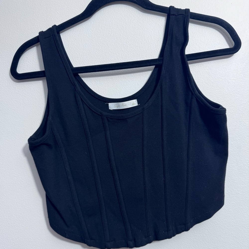 Sugar Rain Black Sleeveless Crop Top